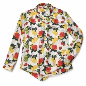 Equipment Femme 100% Silk Fruit Print Button Blouse XS